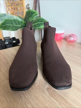 Women's Brown Knit Chelsea Ankle Boots